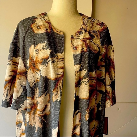 Maya Brooke Women Plus Size Hawaiian Floral Cardigan Jacket Long Open Front, 18W - Picture 10 of 15